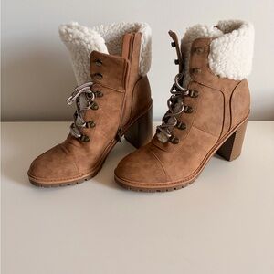 Nine West Brown Heeled Boots with Shearling
